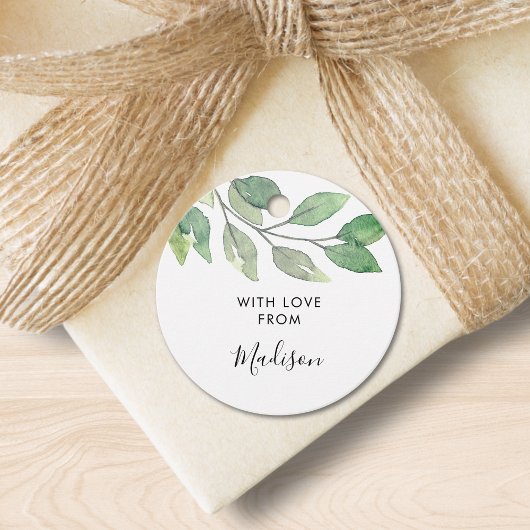 Personalized Watercolor Greenery フェイバータグ