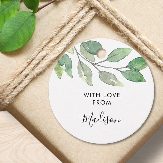 Personalized Watercolor Greenery フェイバータグ