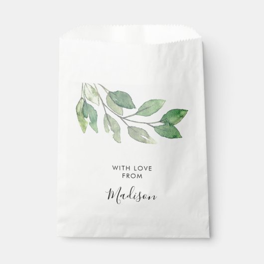 Personalized Watercolor Greenery フェイバーバッグ (正面)