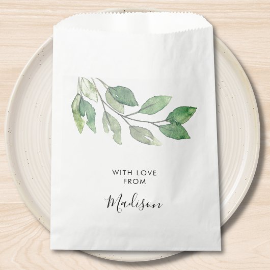 Personalized Watercolor Greenery フェイバーバッグ
