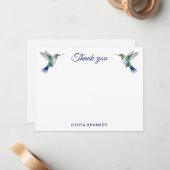 Personalized Watercolor Hummingbird Thank You   ノートカード (正面/裏面インサイチュ)