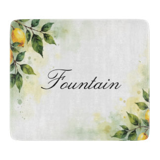 Personalized Watercolor Lemon Glass Cutting Board カッティングボード