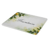 Personalized Watercolor Lemon Glass Cutting Board カッティングボード (角)