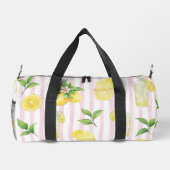 Personalized Watercolor Lemonade Cupcake Stripe ダッフルバッグ (裏面)