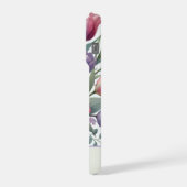 Personalized Watercolor Lily Pink Orange Floral iPhoneケース (左側面)