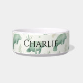 Personalized Watercolor Manatee Pet Bowl ボウル (正面)