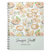 Personalized Watercolor Mediterranean Food Pattern ノートブック (正面)