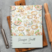 Personalized Watercolor Mediterranean Food Pattern ノートブック