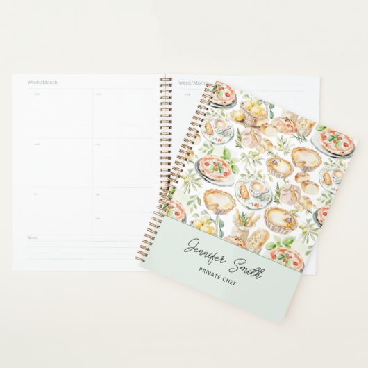 Personalized Watercolor Mediterranean Food Pattern プランナー手帳 (ディスプレー)