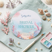 Personalized Watercolor Mermaid Sea Bridal Shower ラウンドシール