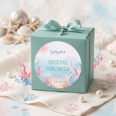 Personalized Watercolor Mermaid Sea Bridal Shower ラウンドシール