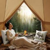 Personalized Watercolor Moose Lodge Life クッション