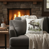 Personalized Watercolor Moose Lodge Life クッション