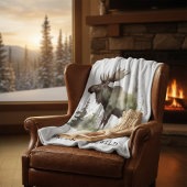 Personalized Watercolor Moose Travel フリースブランケット