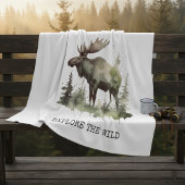 Personalized Watercolor Moose Travel フリースブランケット