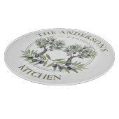 Personalized Watercolor Olive Tree Rustic Kitchen カッティングボード (角)