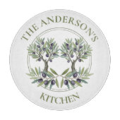 Personalized Watercolor Olive Tree Rustic Kitchen カッティングボード (正面)