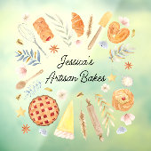 Personalized Watercolor Pastry Baking Bakery ウィンドウサイン (シート3)