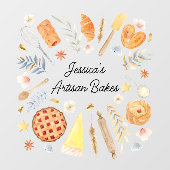 Personalized Watercolor Pastry Baking Bakery ウィンドウサイン (シート)