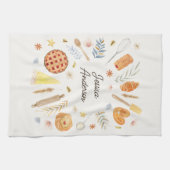 Personalized Watercolor Pastry Baking Bakery キッチンタオル (横)