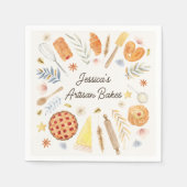 Personalized Watercolor Pastry Baking Bakery スタンダードカクテルナプキン (正面)