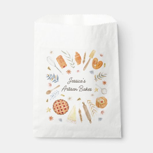 Personalized Watercolor Pastry Baking Bakery フェイバーバッグ (正面)
