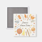Personalized Watercolor Pastry Baking Bakery マグネット (正面/裏面)