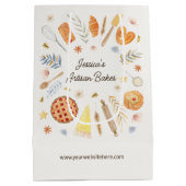 Personalized Watercolor Pastry Baking Bakery ミディアムペーパーバッグ (裏面)