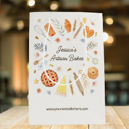 Personalized Watercolor Pastry Baking Bakery ミディアムペーパーバッグ