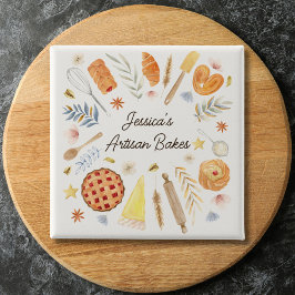 Personalized Watercolor Pastry Baking Bakery 缶バッジ