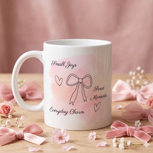Personalized Watercolor Pink Coquette Mug コーヒーマグカップ