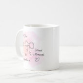 Personalized Watercolor Pink Coquette Mug コーヒーマグカップ (正面左)