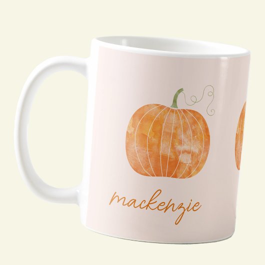 Personalized Watercolor Pumpkin Autumn Fall コーヒーマグカップ