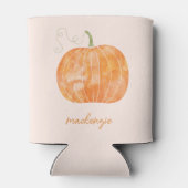 Personalized Watercolor Pumpkin Autumn Fall 缶クーラー (裏面)