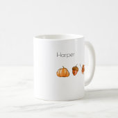 Personalized Watercolor Pumpkin, Leaf, Acorn コーヒーマグカップ (正面右)