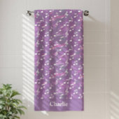 Personalized Watercolor Purple Music Note バスタオル