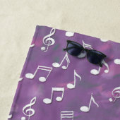 Personalized Watercolor Purple Music Note ビーチタオル (インサイチュ)