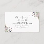 Personalized Watercolor Purple Wildflowers 名刺 (裏面)