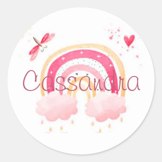 Personalized watercolor rainbow ラウンドシール (正面)