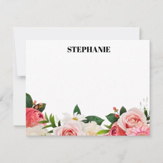 Personalized Watercolor Red Hydrangeas Note ノートカード (正面)