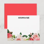 Personalized Watercolor Red Hydrangeas Note ノートカード (正面/裏面)