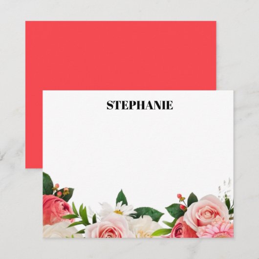 Personalized Watercolor Red Hydrangeas Note ノートカード (正面/裏面)