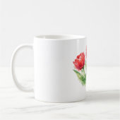 Personalized Watercolor Red Tulips  コーヒーマグカップ (左)
