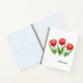 Personalized Watercolor Red Tulips  ノートブック (内部)
