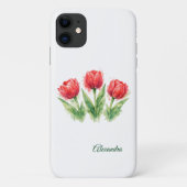 Personalized Watercolor Red Tulips  Case-Mate iPhoneケース (裏面)