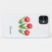 Personalized Watercolor Red Tulips  Case-Mate iPhoneケース (裏面(横))