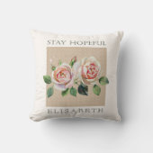 Personalized watercolor roses motivational クッション (正面)