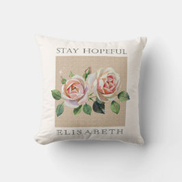 Personalized watercolor roses motivational  クッション
