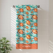 Personalized Watercolor Sea Turtle バスタオル