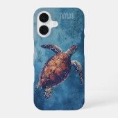 Personalized Watercolor Sea Turtle Ocean iPhone 16ケース (裏面)